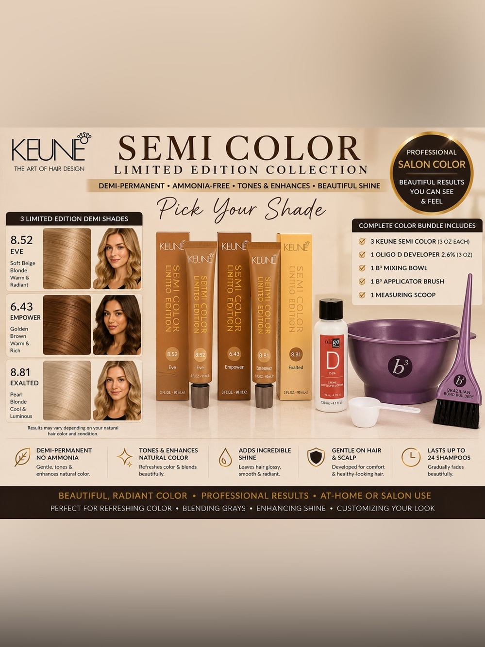 Keune Blonde Touch Up Root Hair Color Kit: Semi & Demi-Perm PICK UR COLOR - NEW